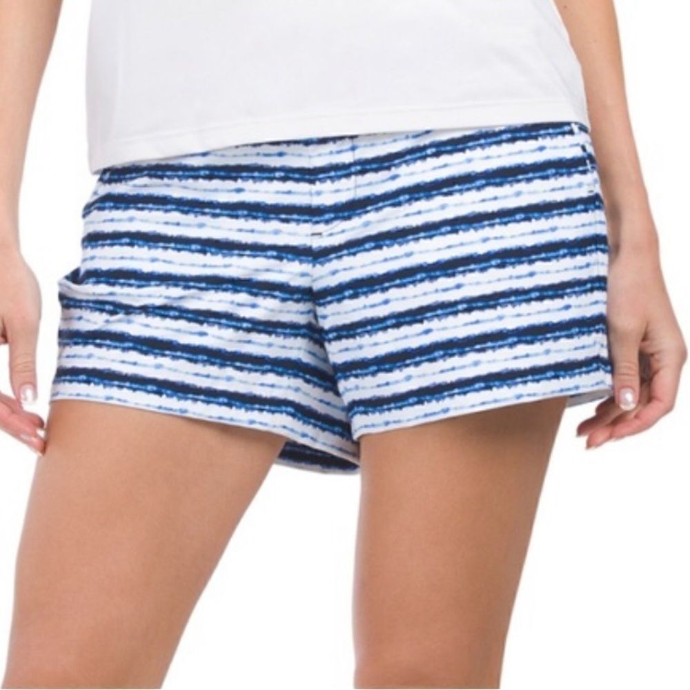 NWT! SPANX Sunshine White/Blue Painted Stripe Women’s Shorts Small Sz 50213R
